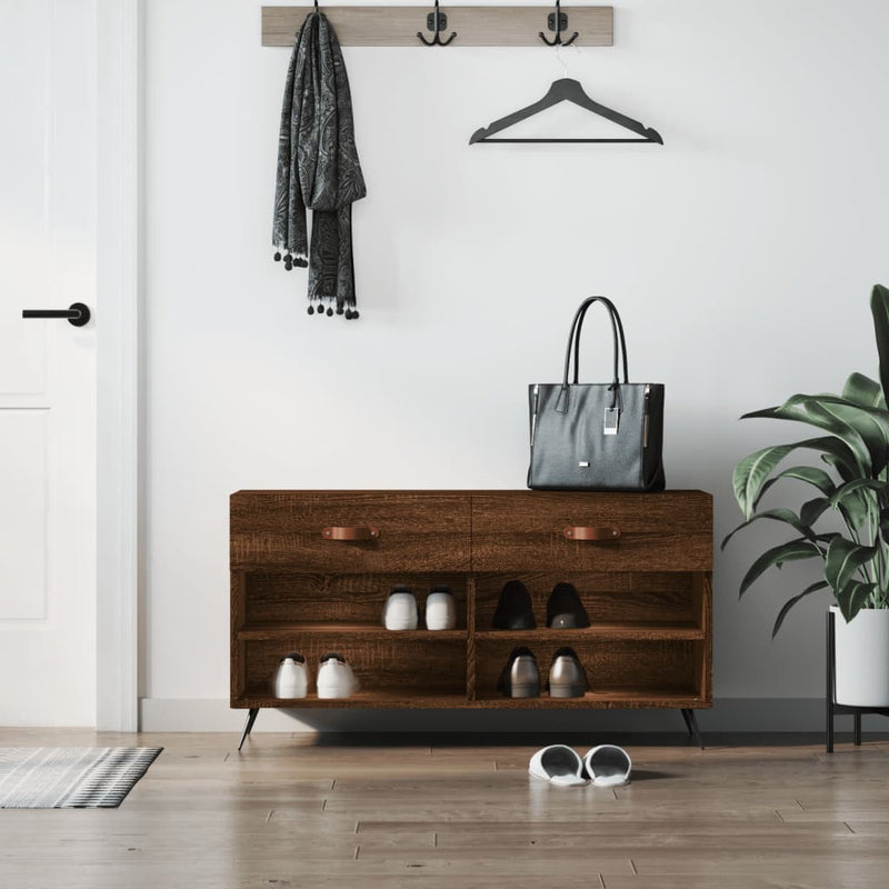 Afbeelding laden in galerijviewer, Vidaxl schoenenbank 102x35x55 cm bewerkt hout sonoma eikenkleurig