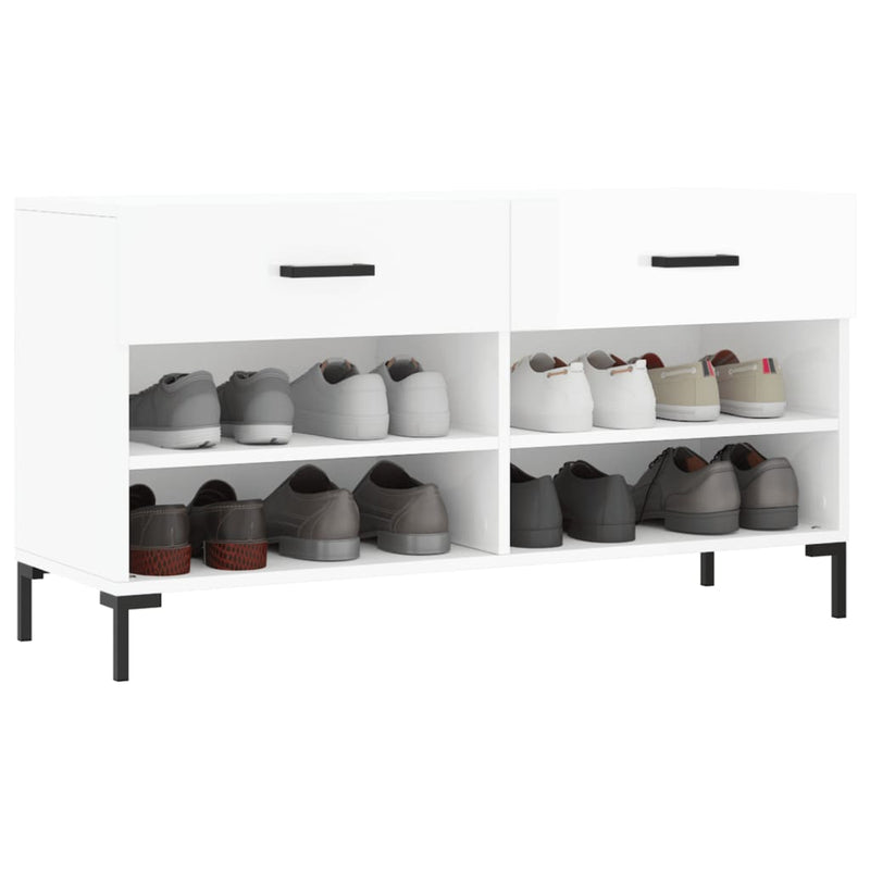 Load image into Gallery viewer, Vidaxl schoenenbank 102x35x55 cm bewerkt hout hoogglans wit