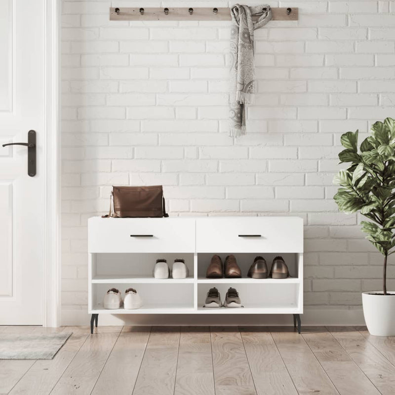 Load image into Gallery viewer, Vidaxl schoenenbank 102x35x55 cm bewerkt hout wit
