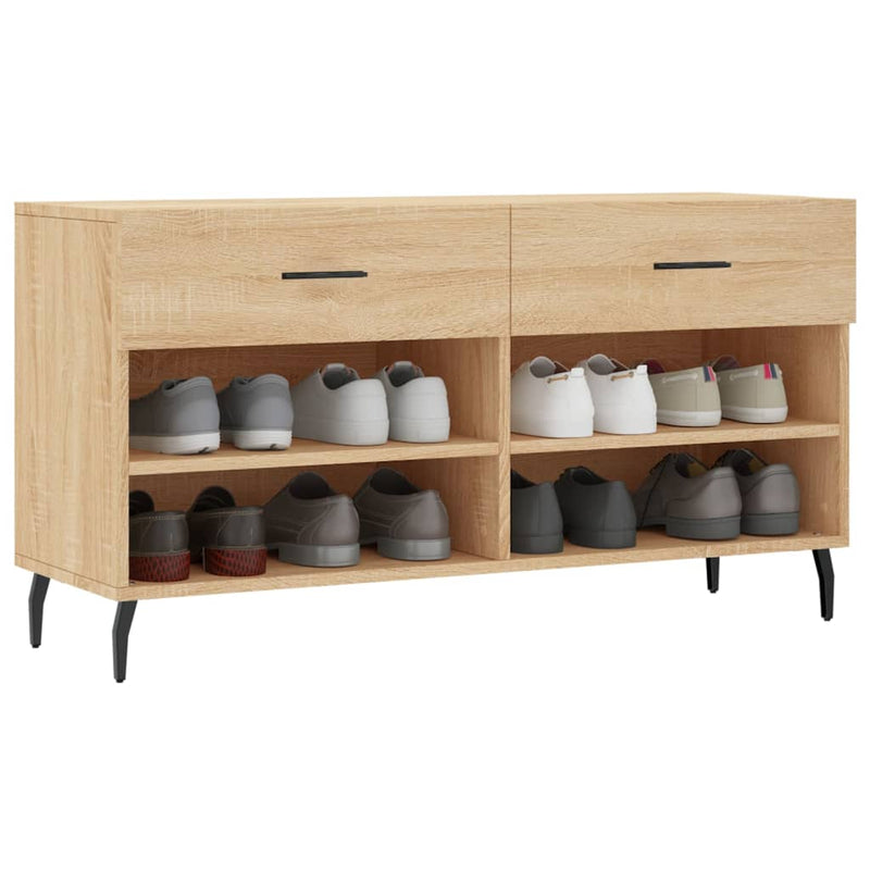 Laden Sie das Bild in Galerie -Viewer, Vidaxl schoenenbank 102x35x55 cm bewerkt hout sonoma eikenkleurig