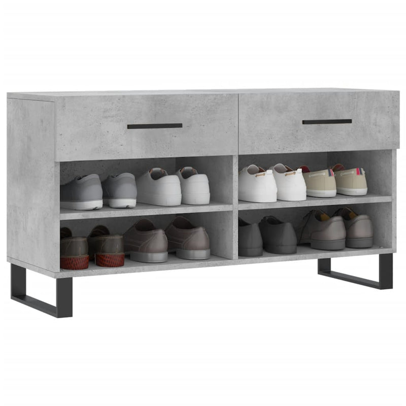 Load image into Gallery viewer, Vidaxl schoenenbank 102x35x55 cm bewerkt hout betongrijs