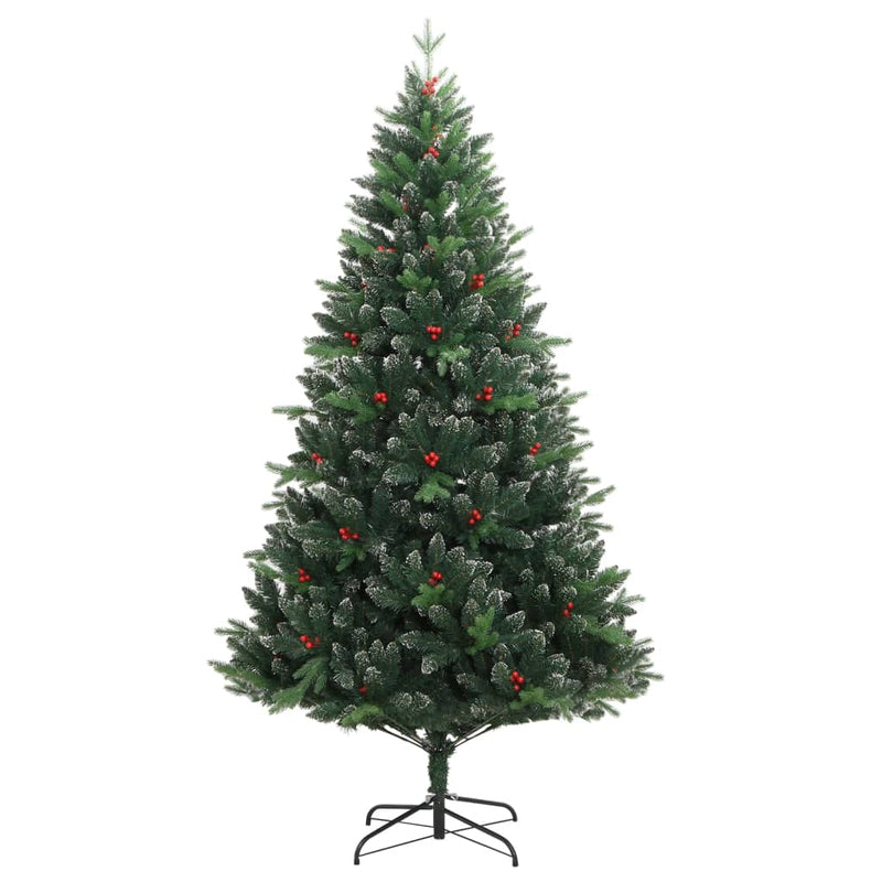 Afbeelding laden in galerijviewer, Vidaxl kunstkerstboom met scharnieren en rode bessen 210 cm