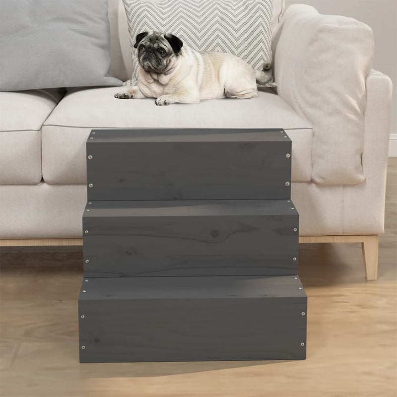 Load image into Gallery viewer, Vidaxl huisdierentrap 40x37,5x35 cm massief grenenhout grijs
