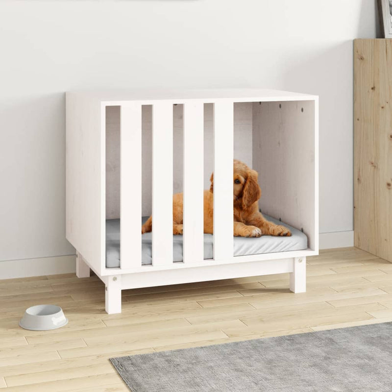 Load image into Gallery viewer, Vidaxl hondenhok 70x50x62 cm massief grenenhout wit