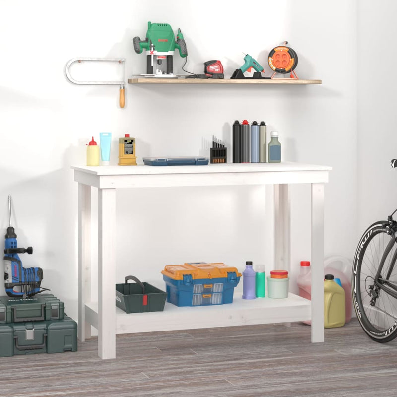Load image into Gallery viewer, Vidaxl werkbank 110x50x80 cm massief grenenhout wit