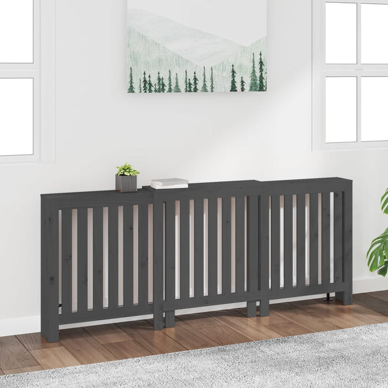 Load image into Gallery viewer, VidaXL Radiatorombouw 210x21x85 cm massief grenenhout grijs