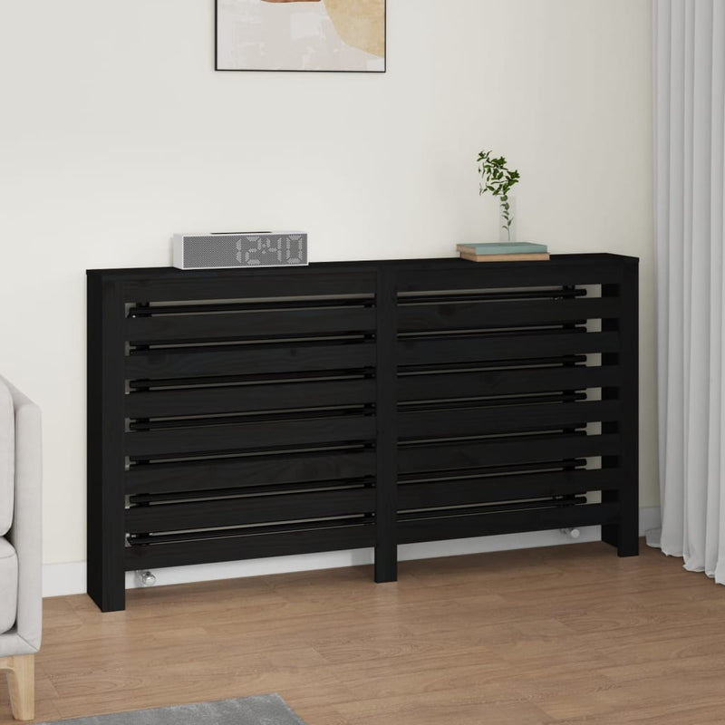 Load image into Gallery viewer, VidaXL Radiatorombouw 153x19x84 cm massief grenenhout zwart