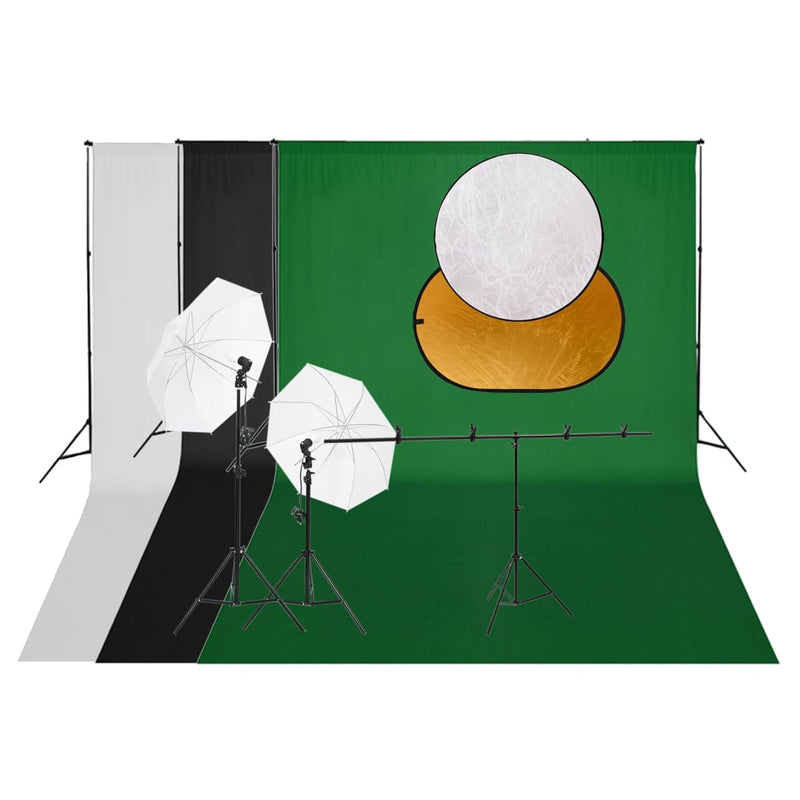 Load image into Gallery viewer, Vidaxl fotostudioset met verlichtingsset achtergrond en reflector