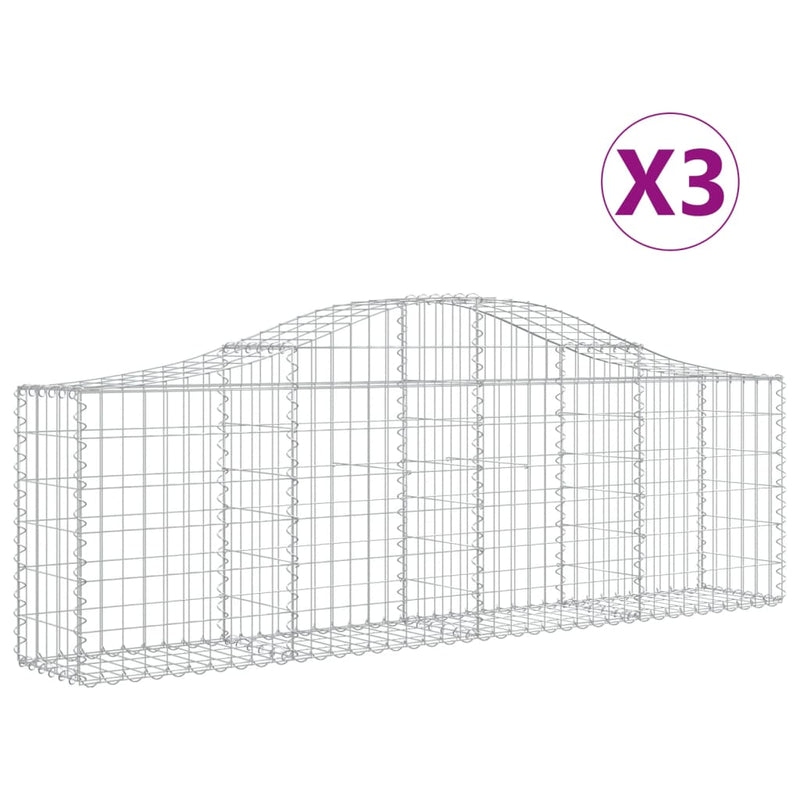 Load image into Gallery viewer, VidaXL Schanskorven 3 st gewelfd 200x30x60 80 cm gegalvaniseerd ijzer