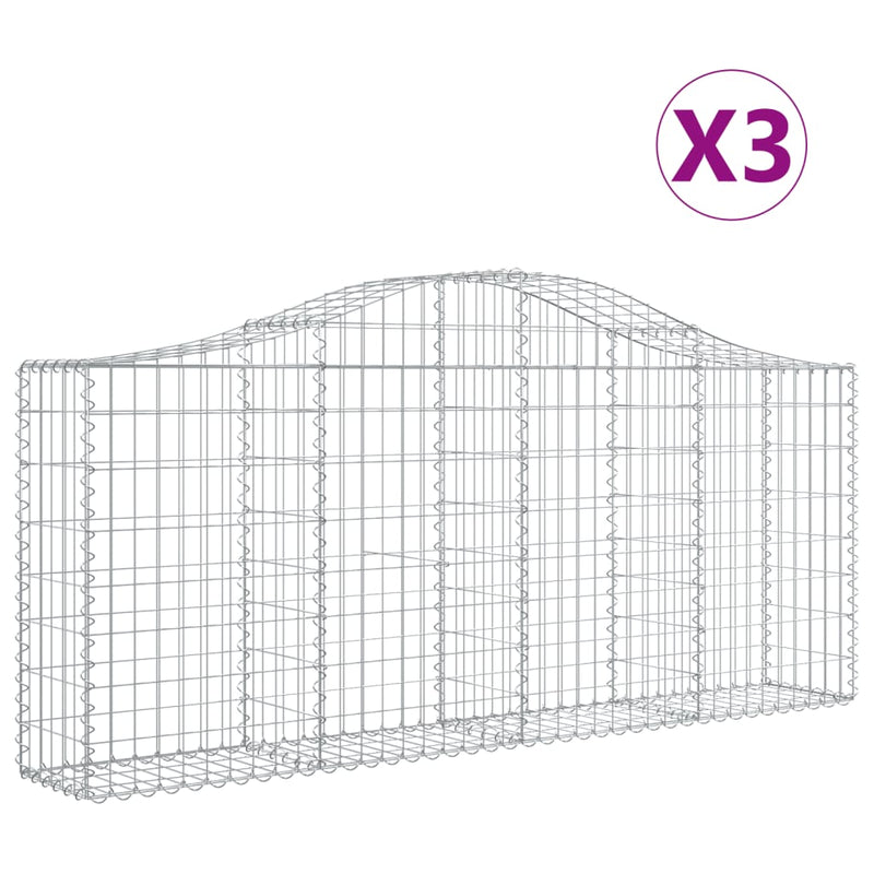 Load image into Gallery viewer, VidaXL Schanskorven 3 st gewelfd 200x30x80 100 cm gegalvaniseerd ijzer