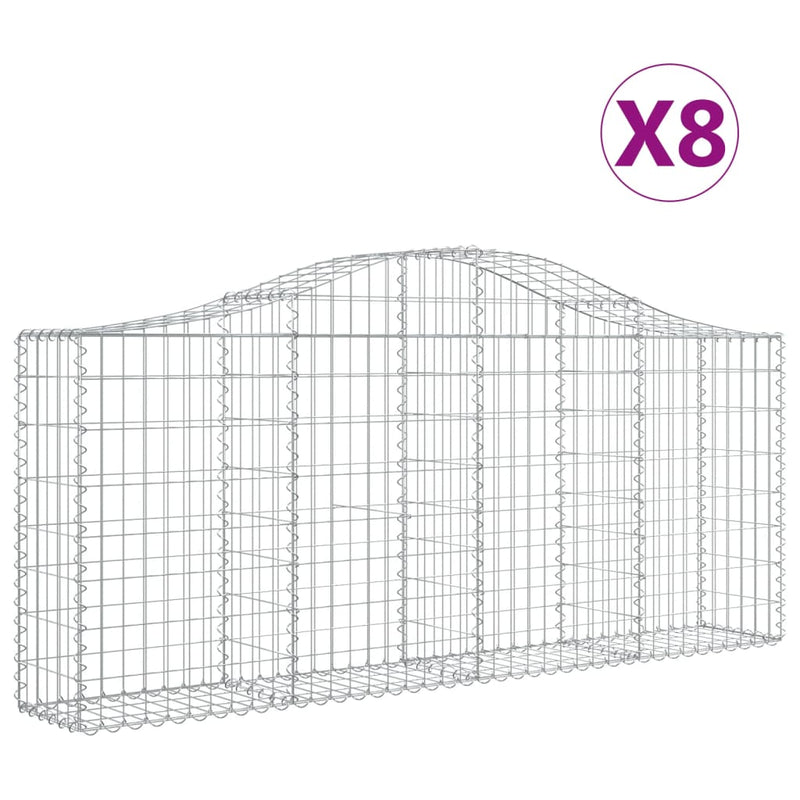 Load image into Gallery viewer, VidaXL Schanskorven 8 st gewelfd 200x30x80 100 cm gegalvaniseerd ijzer