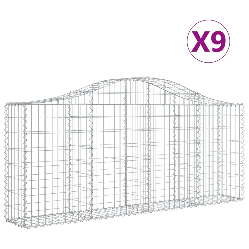 Load image into Gallery viewer, VidaXL Schanskorven 9 st gewelfd 200x30x80 100 cm gegalvaniseerd ijzer