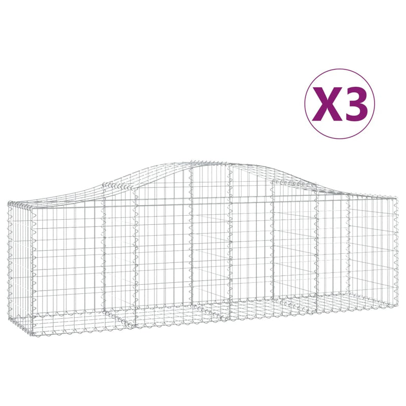 Load image into Gallery viewer, VidaXL Schanskorven 3 st gewelfd 200x50x60 80 cm gegalvaniseerd ijzer