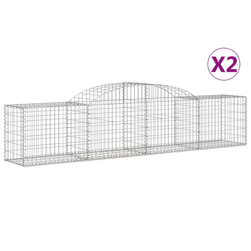 Load image into Gallery viewer, VidaXL Schanskorven 2 st gewelfd 300x50x60 80 cm gegalvaniseerd ijzer