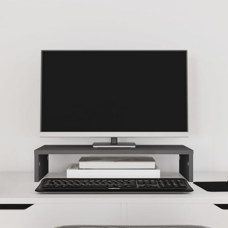 Load image into Gallery viewer, Vidaxl monitorstandaard 50x27x10 cm massief grenenhout grijs