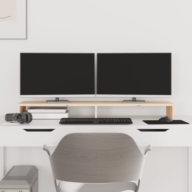 Afbeelding laden in galerijviewer, Vidaxl monitorstandaard 100x27x10 cm massief grenenhout