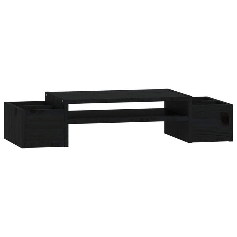 Load image into Gallery viewer, Vidaxl monitorstandaard 70x27,5x15 cm massief grenenhout zwart