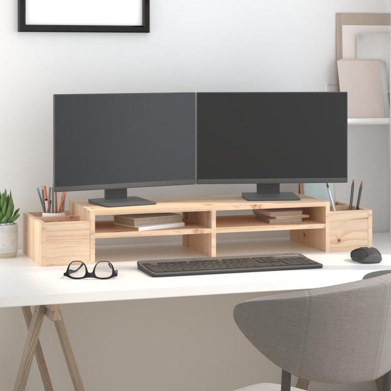 Laden Sie das Bild in Galerie -Viewer, Vidaxl monitorstandaard 100x27,5x15 cm massief grenenhout