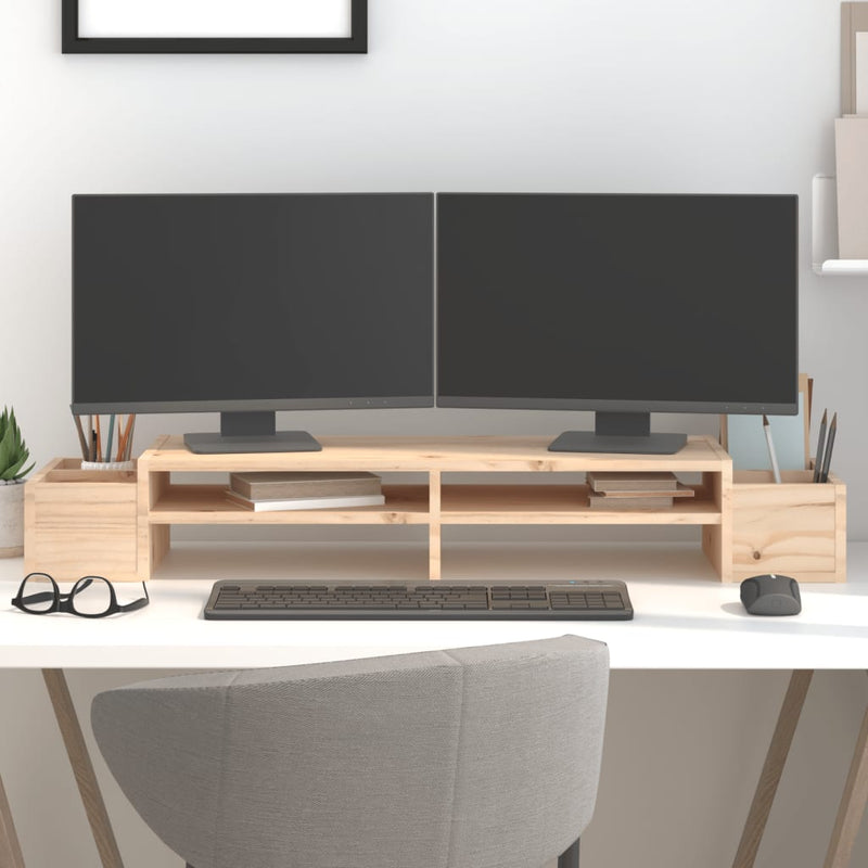 Laden Sie das Bild in Galerie -Viewer, Vidaxl monitorstandaard 100x27,5x15 cm massief grenenhout