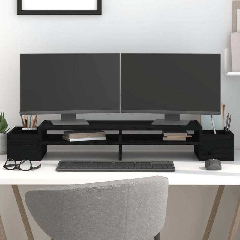 Load image into Gallery viewer, Vidaxl monitorstandaard 100x27,5x15 cm massief grenenhout zwart