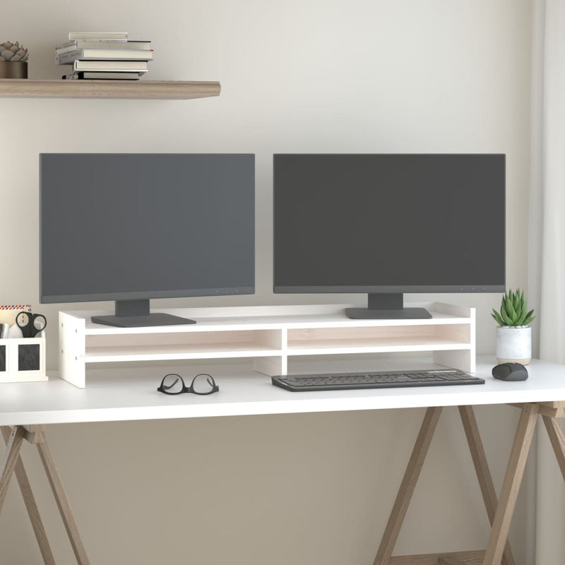 Load image into Gallery viewer, Vidaxl monitorstandaard 100x24x16 cm massief grenenhout wit