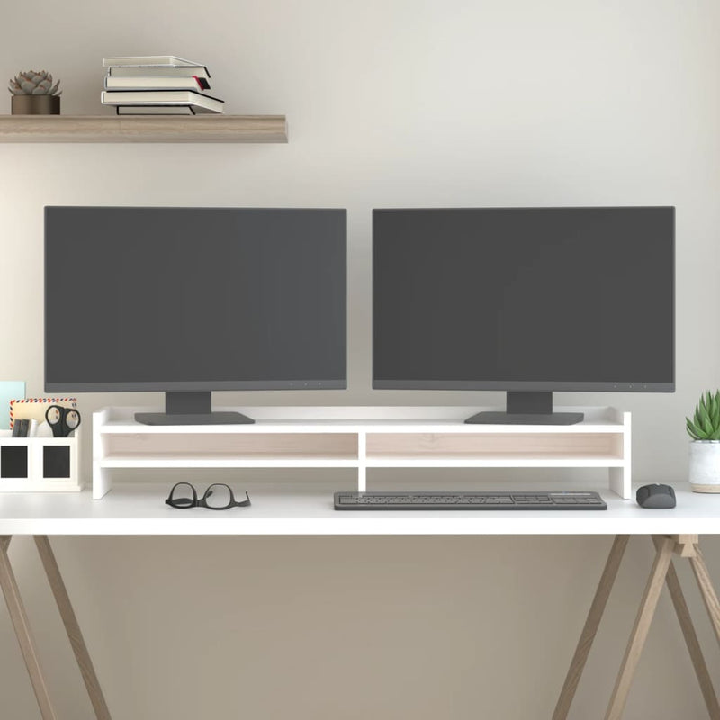 Load image into Gallery viewer, Vidaxl monitorstandaard 100x24x16 cm massief grenenhout wit