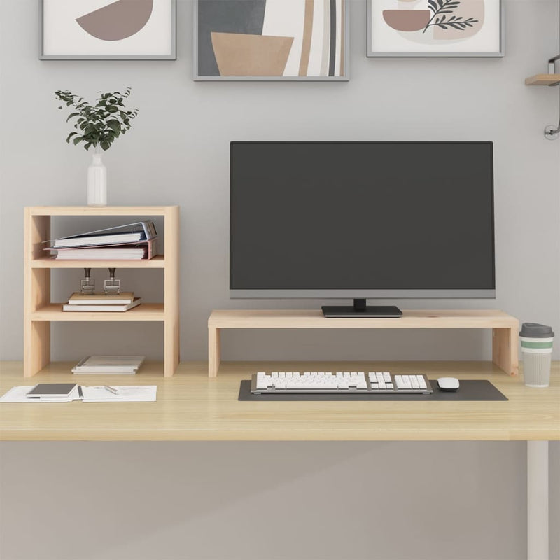 Load image into Gallery viewer, Vidaxl monitorstandaard 81x20x30 cm massief grenenhout