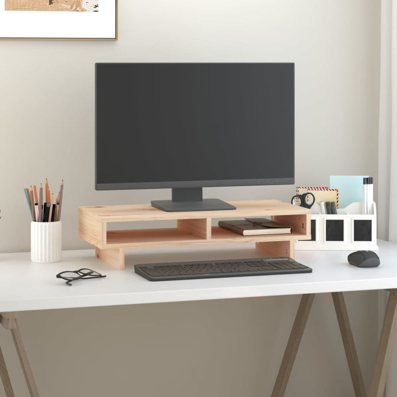 Load image into Gallery viewer, Vidaxl monitorstandaard 60x27x14 cm massief grenenhout