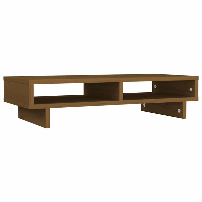Laden Sie das Bild in Galerie -Viewer, Vidaxl monitorstandaard 60x27x14 cm massief grenenhout honingbruin