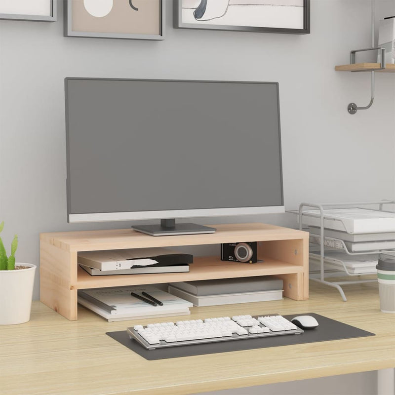 Afbeelding laden in galerijviewer, Vidaxl monitorstandaard (52-101)x22x14 cm massief grenenhout