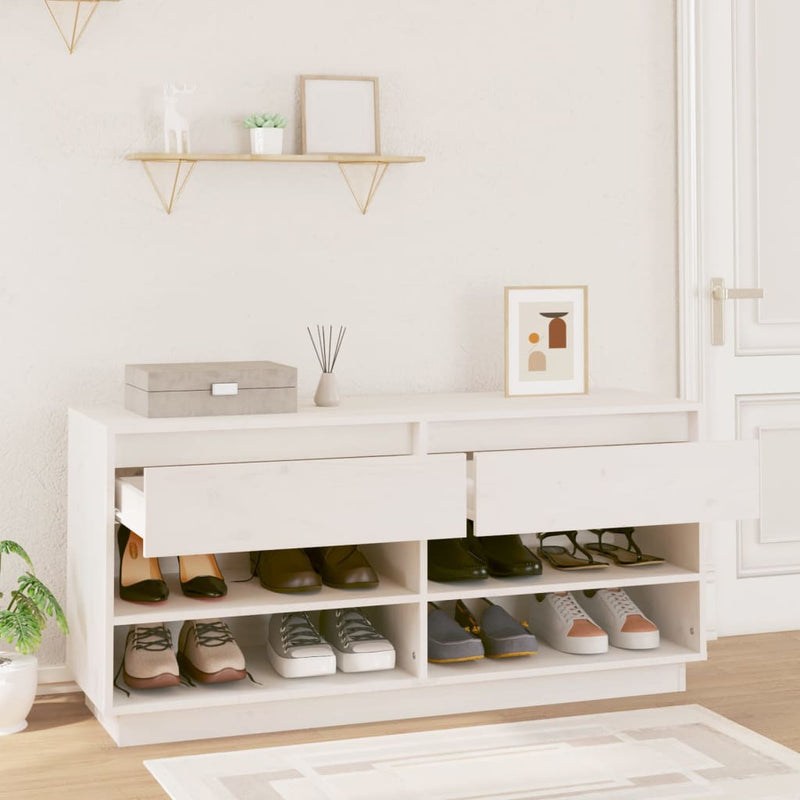 Load image into Gallery viewer, Vidaxl schoenenkast 110x34x52 cm massief grenenhout wit