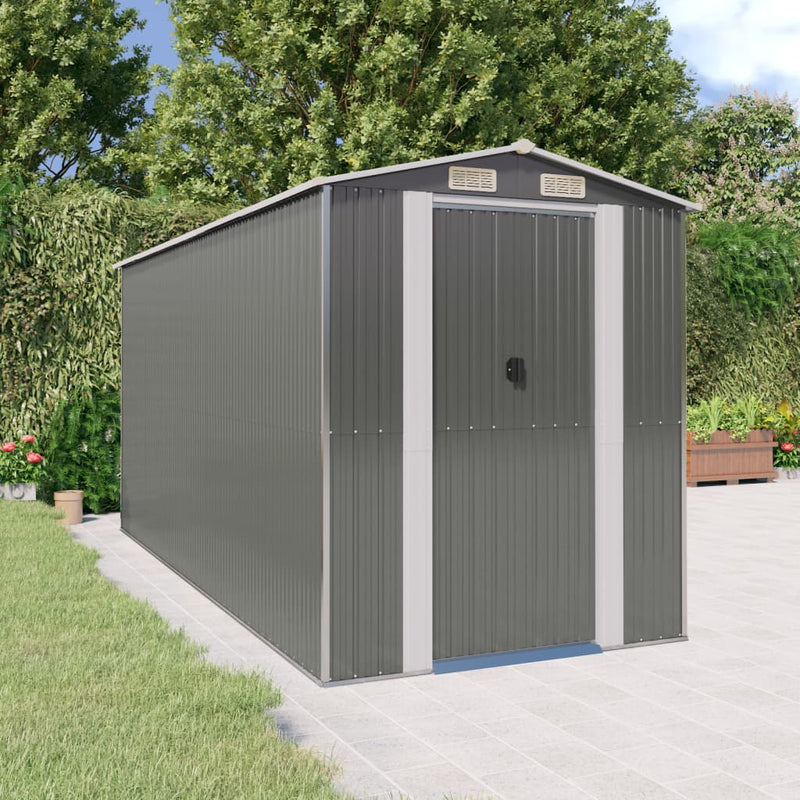 Load image into Gallery viewer, VidaXL Tuinschuur 192x440x223 cm gegalvaniseerd staal lichtgrijs