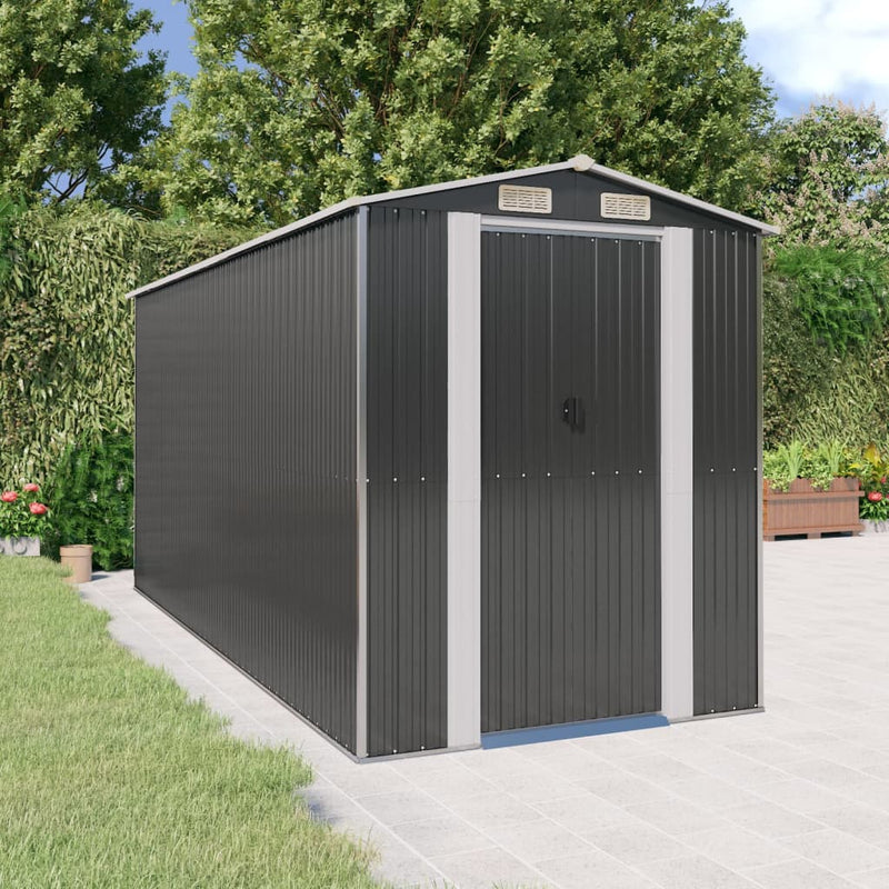 Load image into Gallery viewer, VidaXL Tuinschuur 192x440x223 cm gegalvaniseerd staal antracietkleurig
