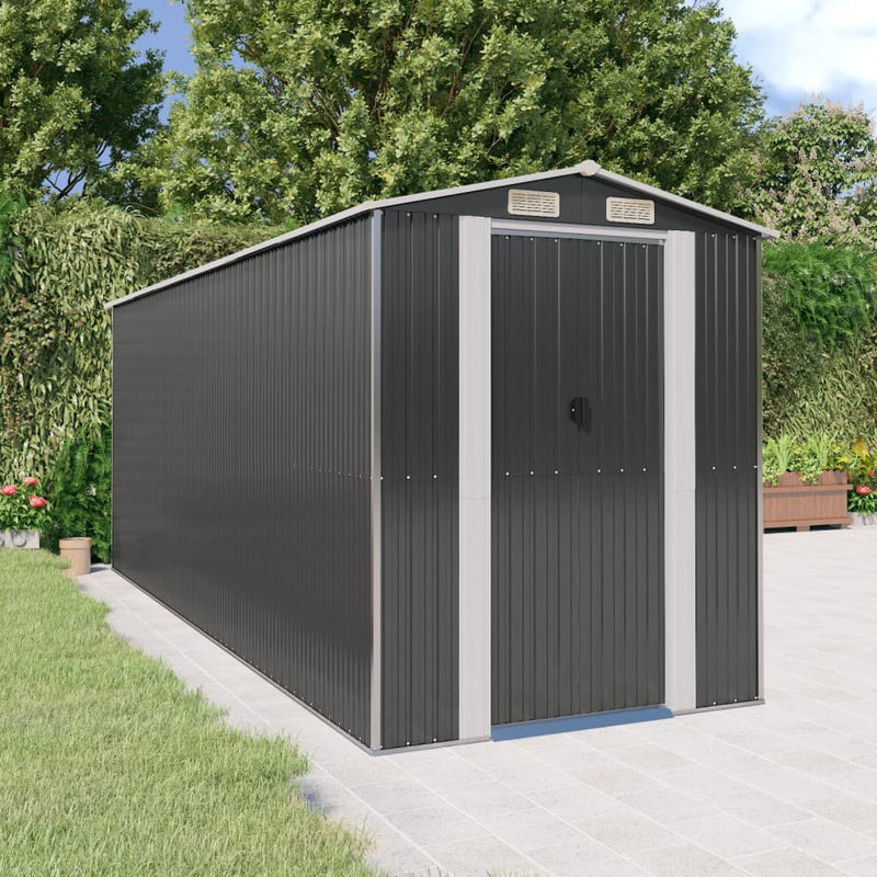 Load image into Gallery viewer, VidaXL Tuinschuur 192x523x223 cm gegalvaniseerd staal antracietkleurig