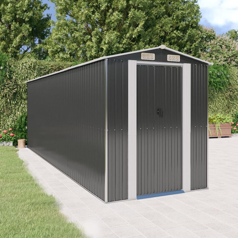 Load image into Gallery viewer, VidaXL Tuinschuur 192x606x223 cm gegalvaniseerd staal antracietkleurig