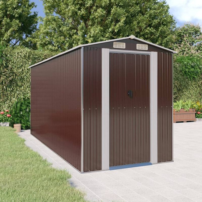 Load image into Gallery viewer, VidaXL Tuinschuur 192x440x223 cm gegalvaniseerd staal donkerbruin