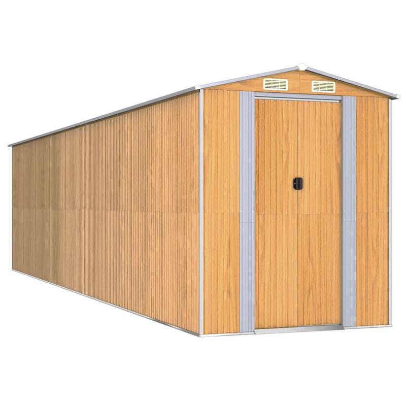 Load image into Gallery viewer, VidaXL Tuinschuur 192x772x223 cm gegalvaniseerd staal lichtbruin