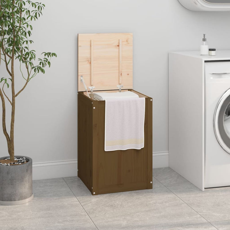 Load image into Gallery viewer, Vidaxl wasmand 44x44x66 cm massief grenenhout honingbruin