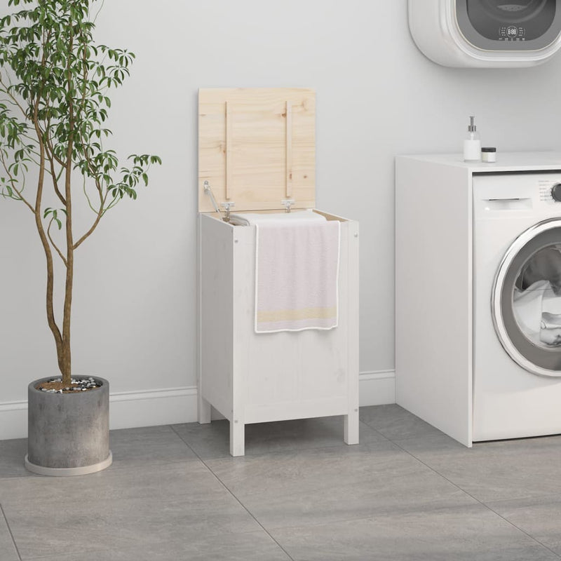 Load image into Gallery viewer, VidaXL Wasmand 44x44x76 cm massief grenenhout wit