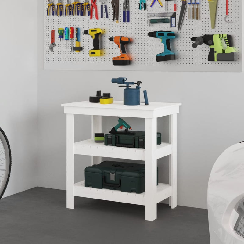 Load image into Gallery viewer, Vidaxl werkbank 78,5x50x80 cm massief grenenhout wit