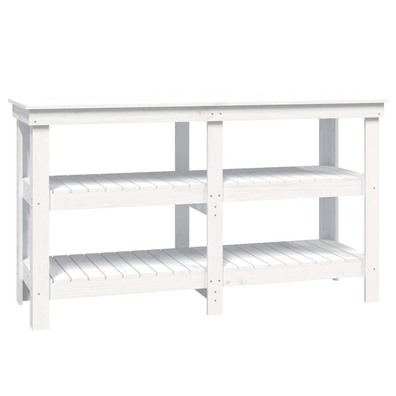 Load image into Gallery viewer, Vidaxl werkbank 142,5x50x80 cm massief grenenhout wit