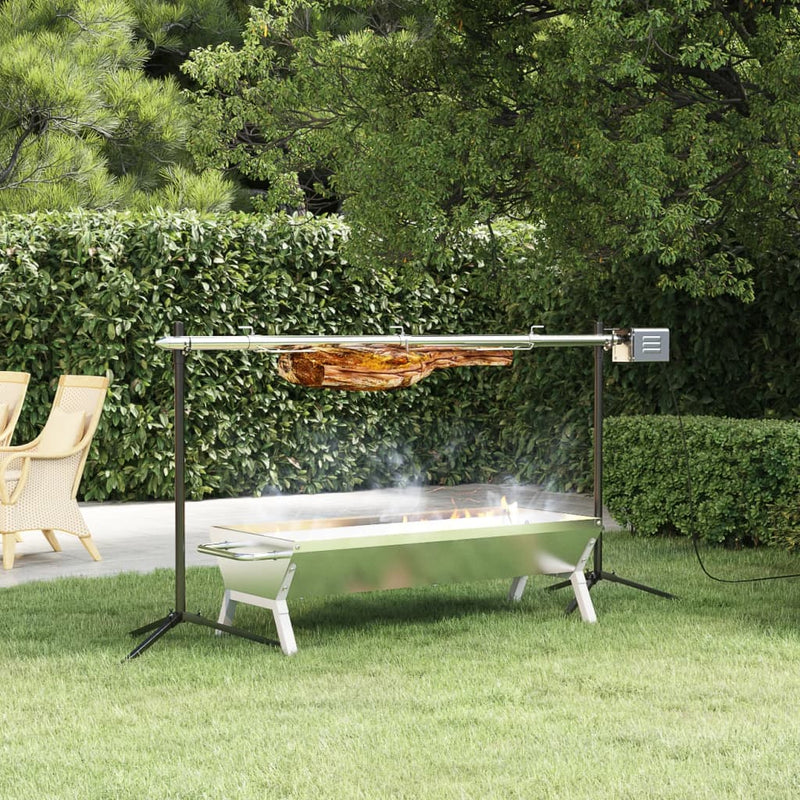 Load image into Gallery viewer, Vidaxl automatische barbecue met motor 150x46,5x82,5 cm roestvrijstaal