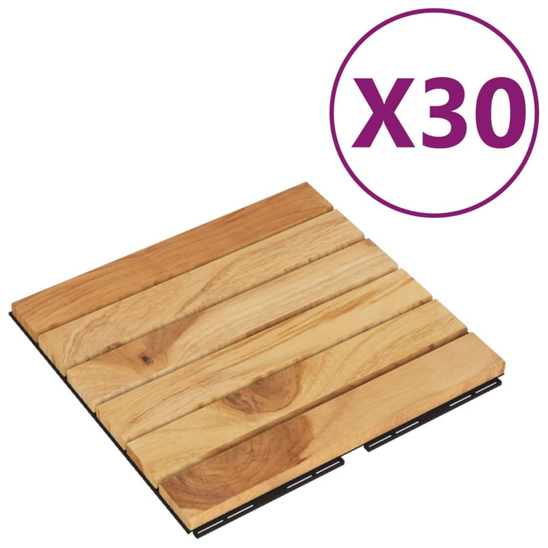 Load image into Gallery viewer, VidaXL Terrastegels 30 st 30x30 cm massief teakhout verticaal patroon
