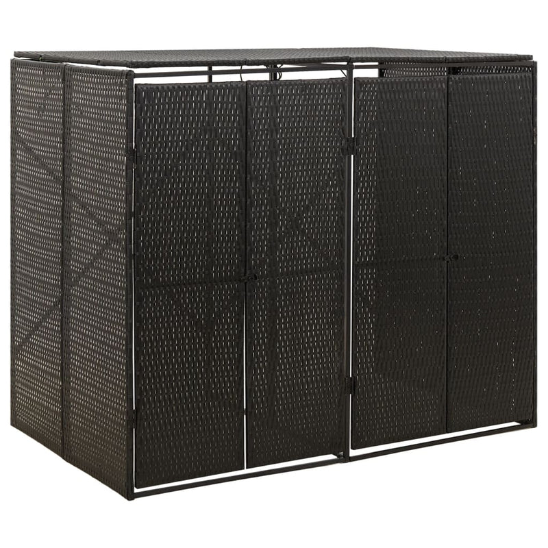 Load image into Gallery viewer, Vidaxl containerberging dubbel 140x80x117 cm poly rattan zwart