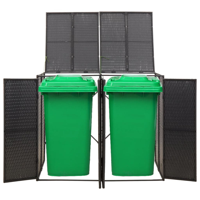 Load image into Gallery viewer, Vidaxl containerberging dubbel 140x80x117 cm poly rattan zwart