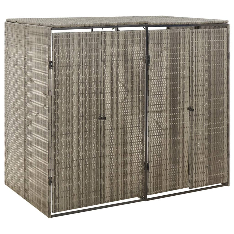 Load image into Gallery viewer, Vidaxl containerberging dubbel 140x80x117 cm poly rattan grijs