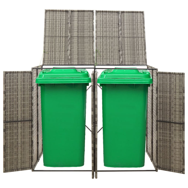 Load image into Gallery viewer, Vidaxl containerberging dubbel 140x80x117 cm poly rattan grijs