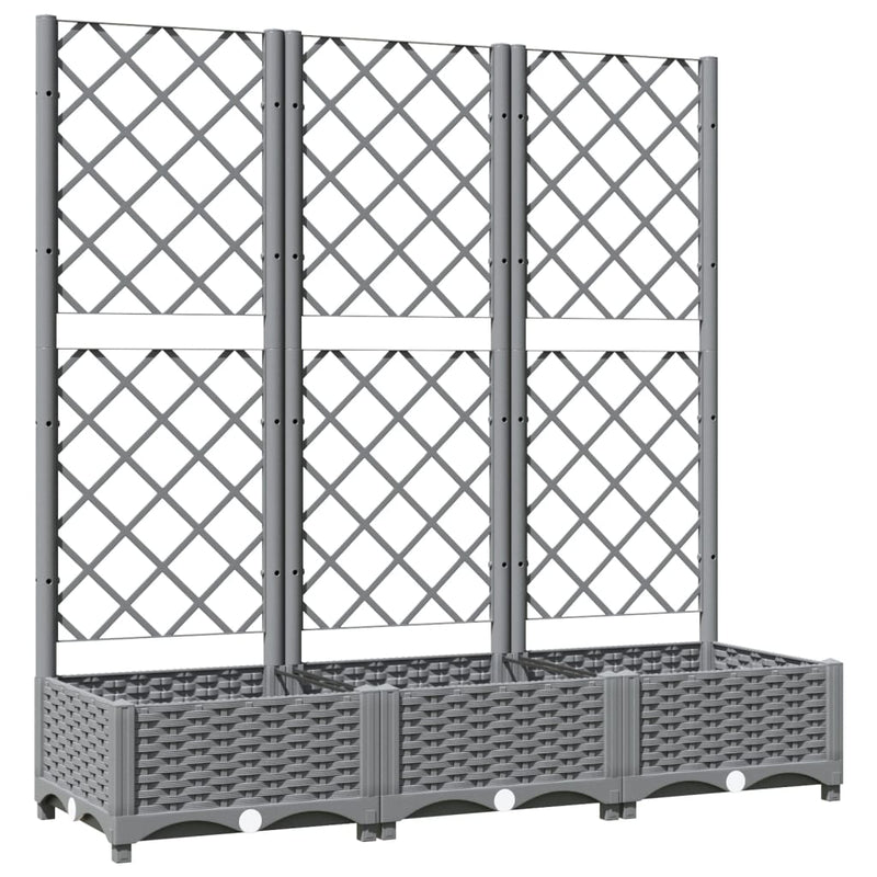 Load image into Gallery viewer, Vidaxl plantenbak met latwerk 120x40x121,5 cm polypropeen lichtgrijs