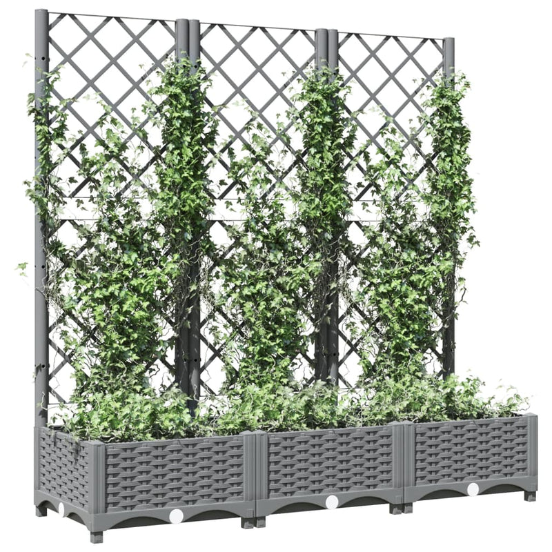 Load image into Gallery viewer, Vidaxl plantenbak met latwerk 120x40x121,5 cm polypropeen lichtgrijs