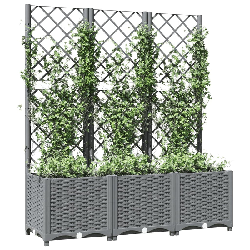 Load image into Gallery viewer, Vidaxl plantenbak met latwerk 120x40x136 cm polypropeen lichtgrijs